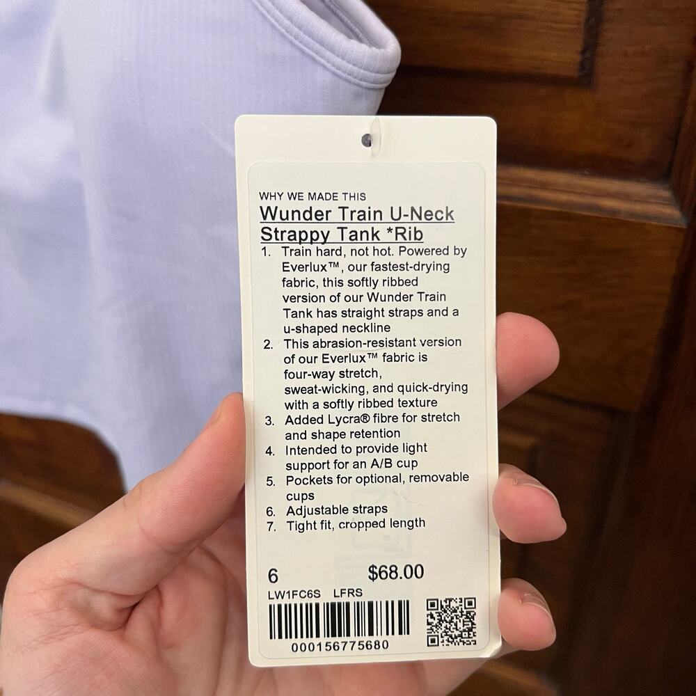 Lululemon Wunder Train U-Neck Ribbed Tank Top A/B Cup Lavender Frost sz 6 NWT's - Picture 7 of 12